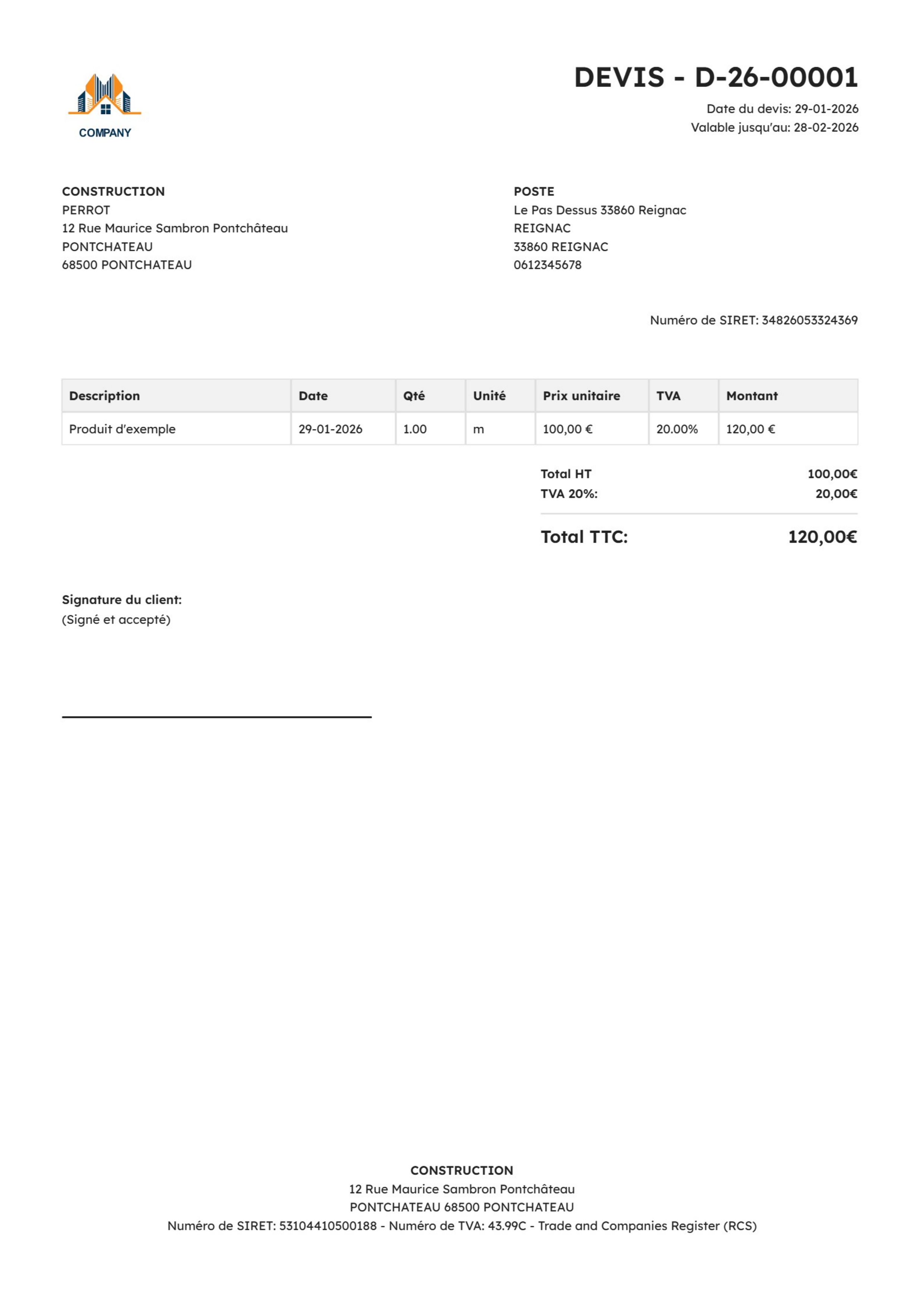 Exemple devis