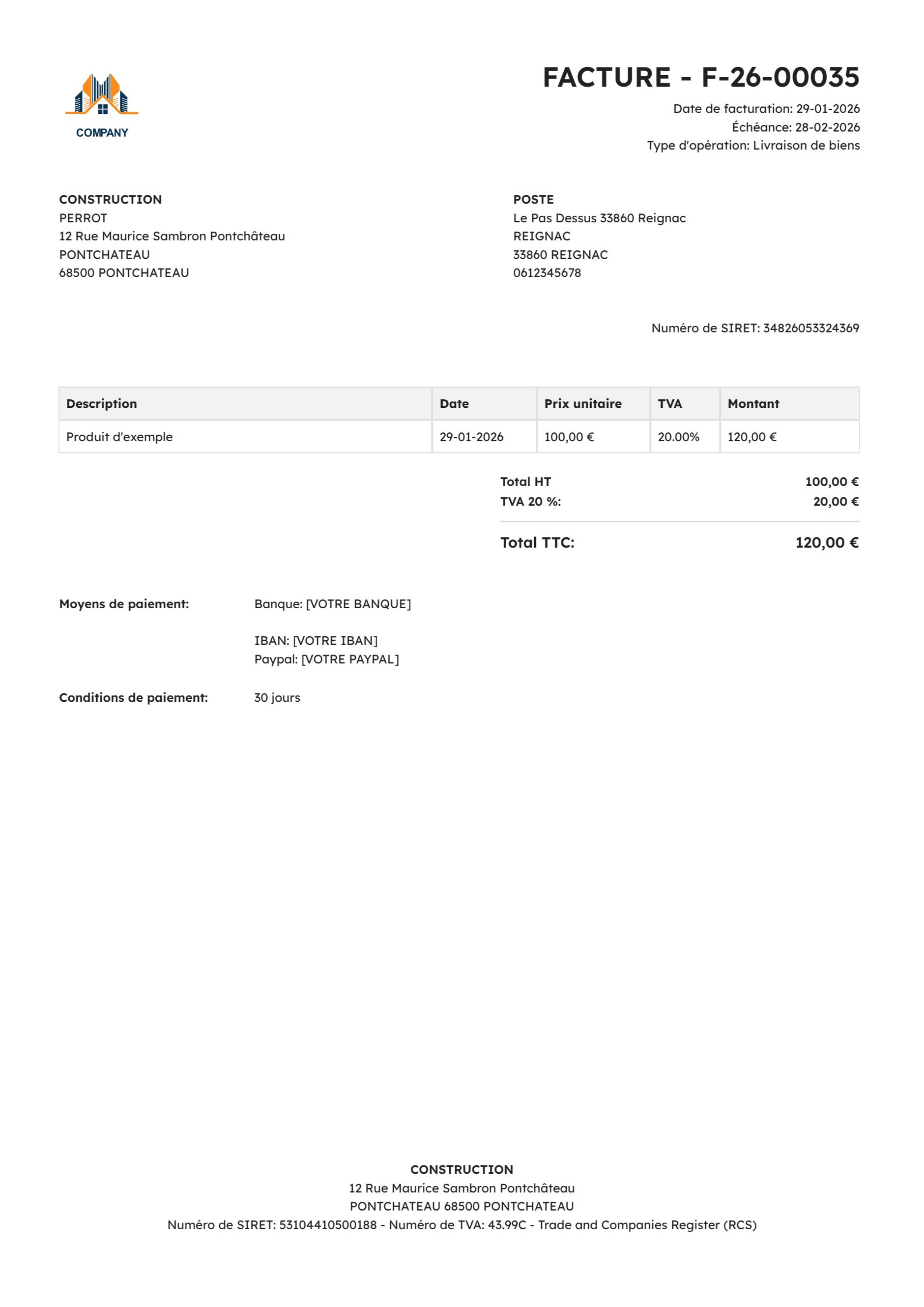 Exemple facture